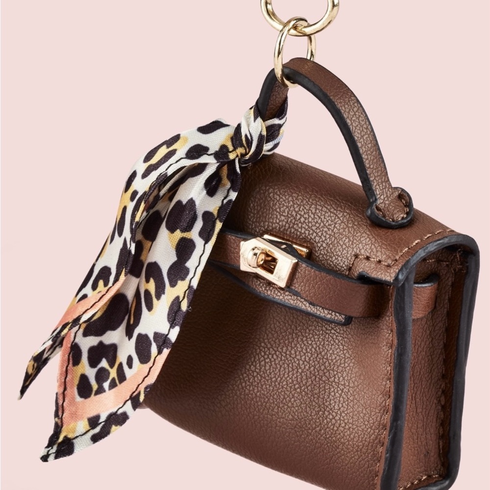 Mini Bag Charm with Scarf Accent
